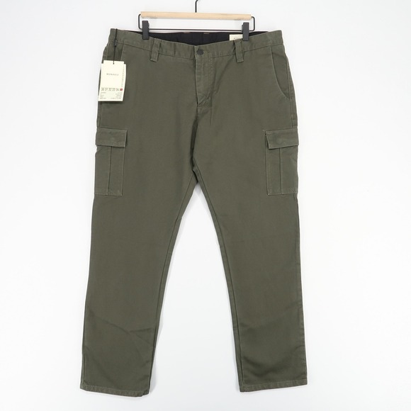 Monadic Relaxed Tapered Cargo Pants Mens 36 Green Japanese Cotton Twill Chino - Picture 1 of 13